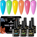 Miniatyrbild 1 av 4: Gel Nagellack Set, 6 färger Glaze Glas Transparent Nagellack