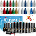 Miniatyrbild 1 av 7: 12 färger jul gel nagellack set, nagellack kit för kvinnor flickor DIY nagelkonst