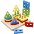 Miniatyrbild 1 av 6: Pedagogiska toddler leksaker Geometriska former Block Board Stapel Sortera Plug Toys