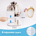 Miniatyrbild 3 av 7: Makeup-arrangör, 360° roterbar sminkbord kosmetisk arrangör, parfymförvaring, hudvårdsskönhetsarrangör, sminklåda, tillbehör för byrå sovrum badrum, transparent