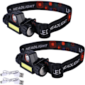 Miniatyrbild 1 av 9: 2 Pannlampa, uppladdningsbar LED-Headlamp COB with 5 Light Modes, Headlamp Fishing Running USB Rechargeabl