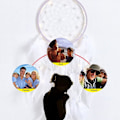 Miniatyrbild 3 av 7: Dream catcher white large with feathers and pearls Cult object