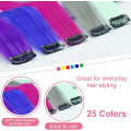 Miniatyrbild 5 av 7: 22Pcs Rainbow Straight Hair Extensions Clip in 21" Multicolor