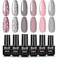 Miniatyrbild 1 av 7: Gel nagellack UV set shellac rosa färg gnistrande nagelkonst borttagning gel nagelnagellack set 6 x 7 ml