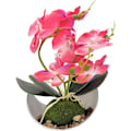 Miniatyrbild 1 av 4: Konstgjorda orkidéblommor med vit kruka, falska plast Phalaenopsis-blommor med kruka