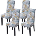 Miniatyrbild 1 av 5: 4-pack Julstolsöverdrag, Stretch, Avtagbar Tvättbar Matstol Löv Mönster 1 Leaf Pattern1 4
