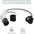 Miniatyrbillede 3 af 3: Type 2 til Schuko 16A EV-ladningsadapter Hvid Sort