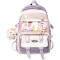 Miniatyrbild 1 av 3: Ryggsäck med söt kort plysch hänge Kawaii skolväska vacker ryggsäck flicka skolväska skolmaterial Lila