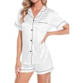 Miniatyrbilde 2 av 5: Dame 4-delt pyjamassett i silkesateng nattøy sexy pysjamas loungewear White White 3XL