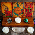 Pikkukuva 7 / 9: Puinen Triple Moon -teline Puinen Tarot-kortin Näyttöjalusta Alttarin Tarvikkeet