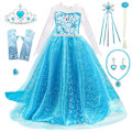 Miniatyrbilde 1 av 6: Elsa prinsessekjole + tiara/flette/hansker - WELLNGS 120 cl