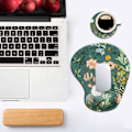 Miniatyrbild 5 av 5: Ergonomisk Musmatta med Handledsstöd, Söta Musmattor med Halksäker PU-Bas för Hemmakontor, Arbetsstudier, Enkel Skrivning & Smärtlindring Mörkgrön Floral Dark Green