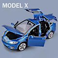 Miniatyrbild 1 av 5: 1:32 Tesla Model X Model 3 Model S Model Y Legering Bilmodell Diecasts Leksaksbil Ljud Och Lätt Barnleksaker För Barn Presenter Pojkleksak Model X Blue
