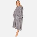 Miniatyrbilde 2 av 4: Ekstra lang oversized filt-genser bærbart teppe med lommer ermer myk Sherpa fleece bærbart teppe gigantgenser Charcoal Grey