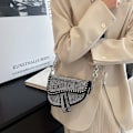 Miniatyrbillede 4 af 6: Dametaske Trend højkvalitets tyk kæde Bright Diamond Luksus Designer Crossbody-tasker Mode sadeltaske Type 7 Type 7 L21cm W14cm H6cm