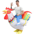 Miniatyrbillede 4 af 4: Oppustelig Dragt Oppustelig Kyllingedragt til Fest Halloween Jul Cosplay Voksenstørrelse F&Q adul adult Red White
