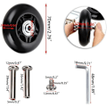 Miniatyrbilde 4 av 5: 2 stk. reservehjul til koffert, erstatningshjul, lagerreparasjon for bagasje, koffert, 70×24mm, svart