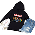 Miniatyrbilde 6 av 9: (c)Roblox Hettegenser for Barn Yttertøy Pullover Sweatshirt svart black 150cm
