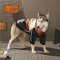 Miniatyrbild 1 av 5: Husdjurskläder Vinter Varma Kläder För Stor Hund Cool Läderjacka Kappa 4XL