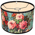 Miniatyrbillede 2 af 2: Bambu loftlampe med blomstermønster, lampeskærm, lysbeskyttelse, boligindretning