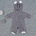 Pikkukuva 2 / 4: Vastasyntynyt Vauvan Talvi Fleece Romper Lämmin Sööt Teddykarhu Huppu Haalari (0-3 Kuukautta Violetti)