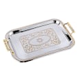 Miniatyrbilde 1 av 4: Nordisk Serveringsbrett i Rustfritt Stål med Håndtak Elegant Rektangulær Kaffe Bar Mat Holder Dessert Display Tallerken Dekor Gull Gold L