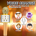 Miniatyrbillede 5 af 5: IC Fødselsdagsgaver til 6-15 år gammel pige dreng, Bluetooth trådløs karaokemikrofon - Guld