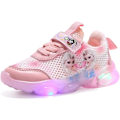 Miniatyrbilde 1 av 6: Elsa-sko, prinsessesko, jentes lysende sko, barn LED-sneakers, gutter jenter lett mesh-stoff sko kryss treningssko casual barnesko Rosa Pink 28