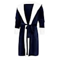 Miniatyrbilde 4 av 4: Kvinners Sherpa Fleece Morgenkåpe Myk Morgenkåpe Med Hettesnor Fluffy Towling Badekåpe L Navy