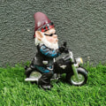 Miniatyrbilde 4 av 5: Blå Hagegnomer Motorsykkelstatuer Prydnad Uteoppheng