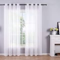 Miniatyrbillede 2 af 5: 210 cm hvide gardiner med hvide øjer, sæt med 2 paneler, vindueshalvgennemsigtige gardiner, polyester voile look gardiner til soveværelse