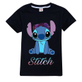 Miniatyrbild 1 av 2: 7-14 år Barn Tonåringar Pojkar Flickor Lilo And Stitch T-shirts Printed sommartröjor Presenter Black 11-12Years Black