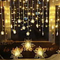 Miniatyrbild 2 av 5: 3,5 M Snöflinga Ljusgardin, 96 LED-slingor 8 Ljuslägen, Fönsterdekoration, Jul, Bröllop, Födelsedag, Hem, Utomhus - Varmvit