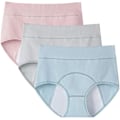 Miniatyrbilde 1 av 5: 3 stk. Lekkasjesikre truser for kvinner, menstruasjonstruser i bomull, menstruasjonsundertøy, blå x grå x rosa Blue x Gray  x Pink XL