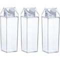 Miniatyrbild 1 av 5: 3-pack mjölkförpackningsvattenflaska klar fyrkantig mjölkflaska Plast