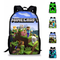Miniatyrbild 2 av 3: Minecraft Ryggsäck för Barn Student Skolväska Axelväska C