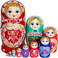 Miniatyrbild 1 av 5: Ryska Matryoshka-dockor, 5-delarsset, Nesting Dolls, Trä