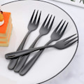Miniatyrbillede 3 af 5: Tekakor Små Dessertgafflar Tårtgafflar Rustfrit Stål Sort 8 stk black