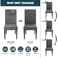 Miniatyrbilde 5 av 5: 6 stk Stretch Stolsövertrekk, Universal Vaskbare Spisebordstolsövertrekk, Enkle Stolsövertrekk for Hotell Restaurant Spisestue Dekor (Mørkegrå, Sett med 6
