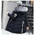 Miniatyrbillede 1 af 2: Dam Pufferjakke Vinter Lang Frakke Regular Fit Varm Basic Casual Jakke Sort Black 2XL