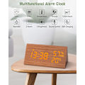 Miniatyrbild 2 av 5: Digital väckarklocka i trä, bordsväckarklocka med datum/temperatur, för sängbord, sovrum, barn och kontor - svart