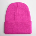 Miniatyrbild 1 av 6: Unisex Solid Beanie - Höst & Vinter - Ullblandning - Mjuk & Varm - Stickad Mössa - Herr & Dam - Skullcap - Gorro - Skidmössa - 24 Färger Rose red