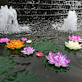 Miniatyrbillede 4 af 5: 5 stk. Kunstige Flydende Åkander Eva Lotus Blomst Dam Dekoration 10cm Kunstig Lotus Dam Tank Plante Ornament Hjem Have 10 cm