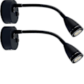 Miniatyrbillede 1 af 5: 12V-24V LED-læselampe, dæmpbar læselampe til autocamper med USB-oplader, til autocamper, lastbil, trailer, campingvogns sengelampe, 2 stk. - sort Cy[CH] black