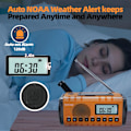 Miniatyrbild 4 av 6: Nödradio, NOAA Vädervarning, Solhandvev AM/FM Radio för Överlevnad, 10000MAH Uppladdningsbart Batteridriven Radio, Klocka SOS Alarm & Ficklampa Orange