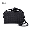 Miniatyrbillede 1 af 10: Dame PU Vævet Crossbody Taske SORT Black