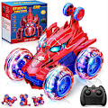 Miniatyrbild 1 av 6: Spiderman fjärrstyrd bil RC bilar leksaker, laddningsbar stunt RC bil med 360 flips 4WD hjulljus