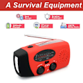 Miniatyrbilde 6 av 9: 2000mAh vevradio med solcelle, lommelykt og powerbank red