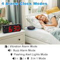 Miniatyrbild 4 av 5: Högljudd Väckarklocka för Tunga Sovare Vuxna, Dubbel Väckarklocka med Sängbordsvibrator, för Sovrum, 6,5 Tums Skärm