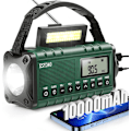 Miniatyrbilde 1 av 6: Nødradio, NOAA Væradvarsel, Solhåndvev AM/FM Radio for Overlevelse, 10000MAH Oppladbart Batteridrevet Radio, Klokka SOS Alarm & Lommelykt Green
